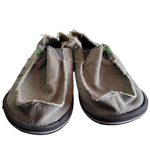 Sanuk Vagabond Slip On Sidewalk Surfers Shoes Men's Size 13 Tan Canvas Casual - Picture 2 of 6